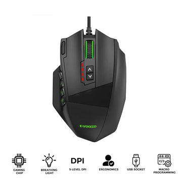 E‑YOOSO X‑39 Wired RGB Gaming Mouse – 16,400 DPI, 19 Programmable Buttons, Ergonomic Design