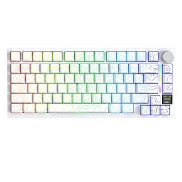 ATTACK SHARK X820 Ultra Wireless Mechanical Keyboard – White Contours, TFT Smart Display, Knob, Tri-Mode, Hot-Swappable RGB Gaming Keyboard