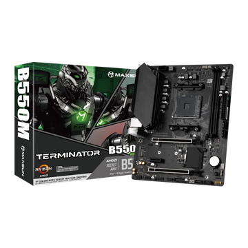 MAXSUN Terminator B550M ARGB Motherboard New – AMD AM4, DDR4, 2 RAM Slots, Heatsink, Micro-ATX