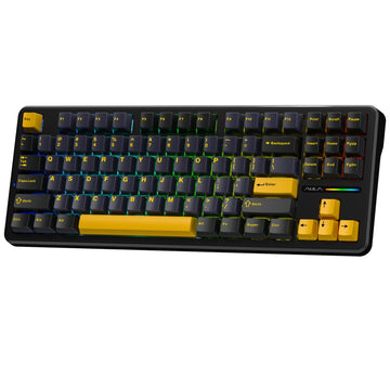 AULA F87 Wireless Mechanical Gaming Keyboard – Thunder Black Keycaps, Gray Wood Switch V3, 80% Layout, RGB
