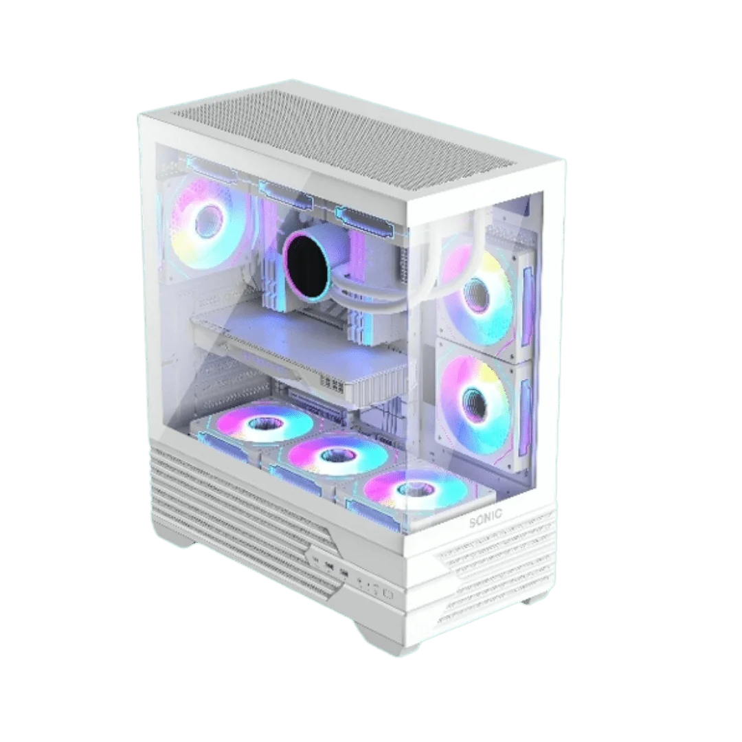 Sonic K10 White Gaming Case – Mid Tower ARGB Tempered Glass PC Case Price in Pakistan | Daddu Charger Gaming Store