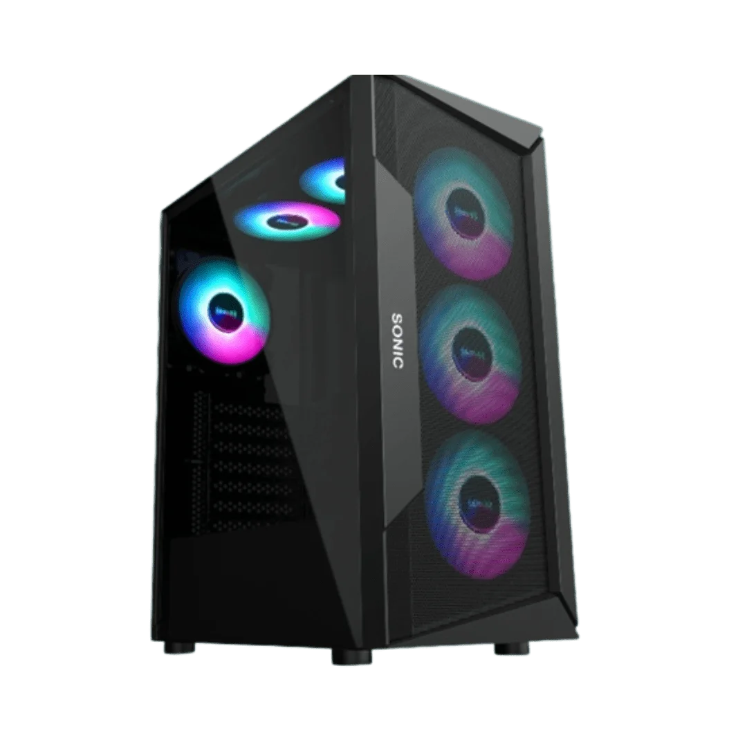 Sonic R28 Black Gaming Case Price in Pakistan | RGB Tempered Glass Mid Tower Case | Daddu Charger Gaming Store