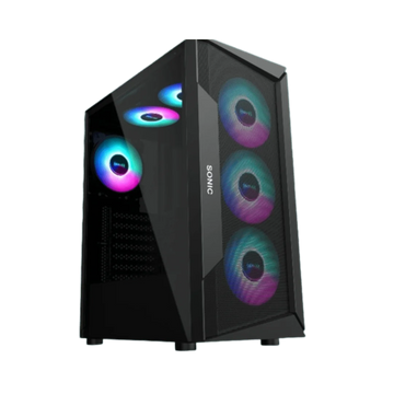 Sonic R28 Black Gaming Case Price in Pakistan | RGB Tempered Glass Mid Tower Case | Daddu Charger Gaming Store