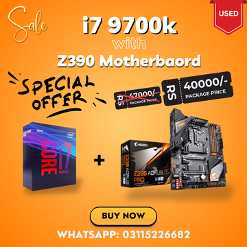 Intel Core i7-9700K + Gigabyte Z390 Motherboard Combo (Used) – 1 Month Warranty