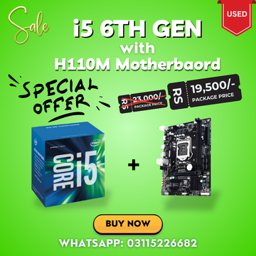 Intel Core i5 6th Gen + H110M Motherboard Used Combo – 1 Month Warranty