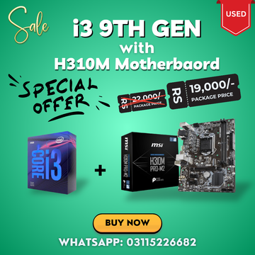 Intel Core i3 9th Gen + H310M Motherboard Used Combo – 1 Month Warranty