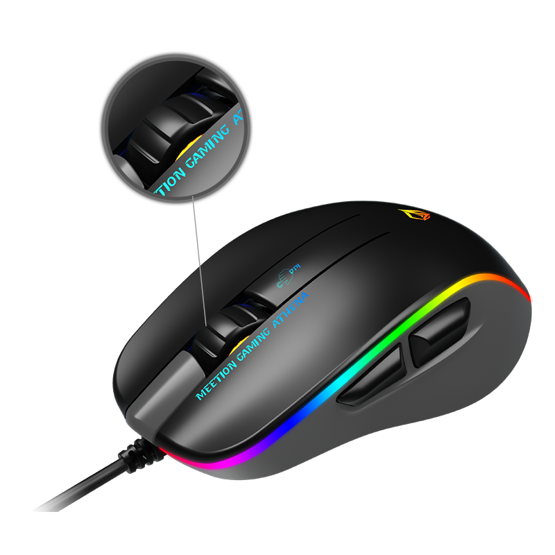 Meetion GM23 2023 RGB Gaming Mouse – 12,800 DPI, 5+1 Buttons, Ergonomic Right‑Hand Design