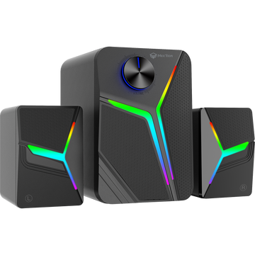 Meetion SP2111 Pro 2.1 Gaming Desktop Speakers | RGB Subwoofer & Satellite System | Powerful Bass Sound | USB Powered Multimedia Speaker for PC & Gaming Setups
