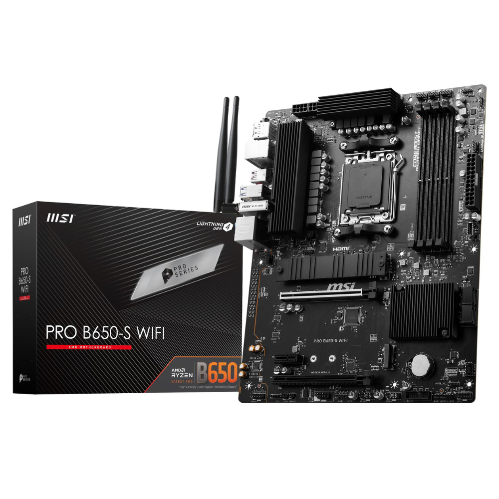 MSI PRO B650-S WIFI Motherboard – AM5, DDR5, PCIe 4.0, Wi-Fi 6E, ATX | High-Performance AMD Ryzen 7000 Series Support