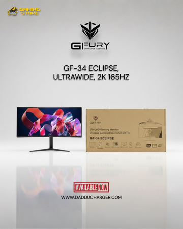 GFURY 34″ Curve Eclipse 2K+ UWQHD Gaming Monitor | 165Hz VA Curved Display with RGB Back Ring