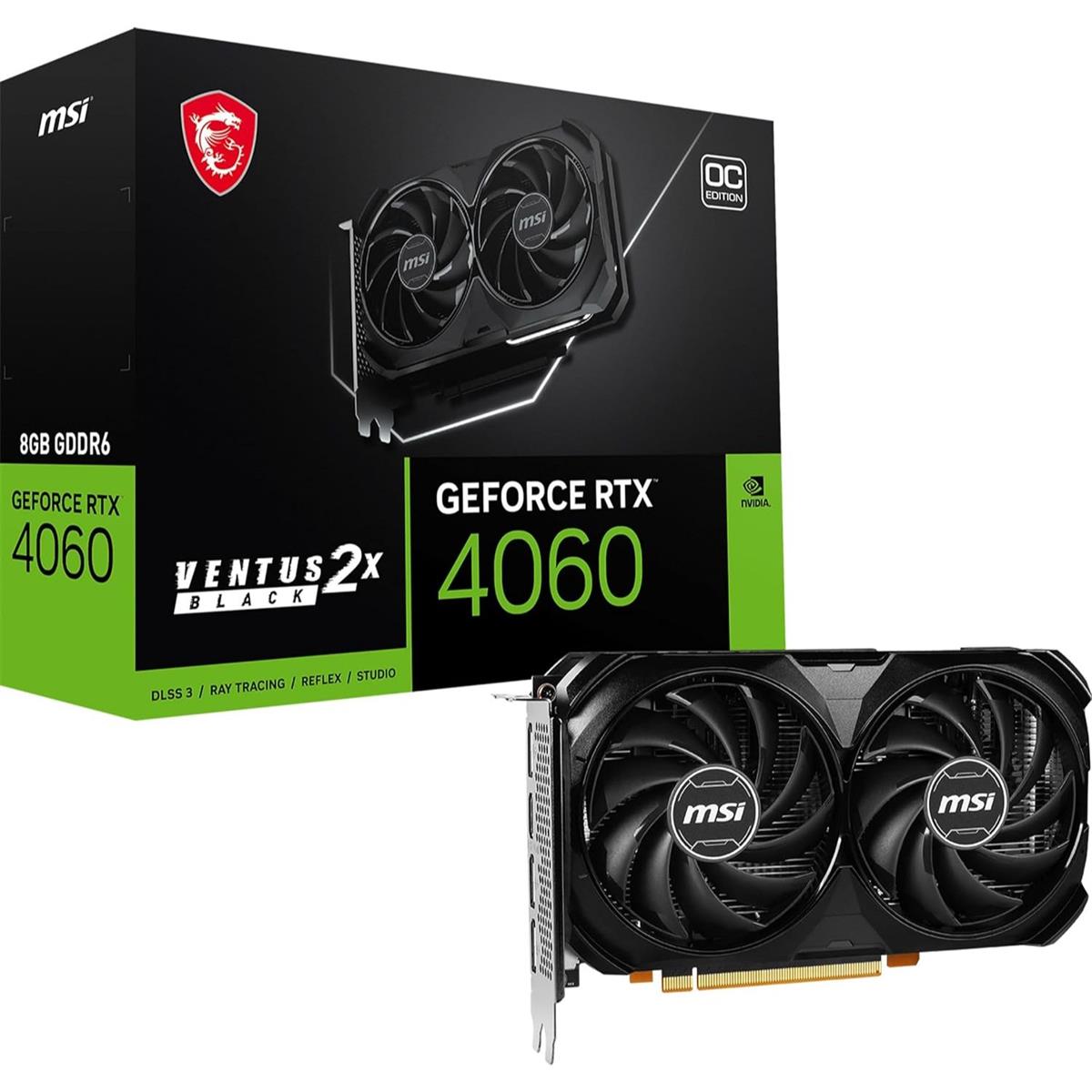 MSI Ventus 2X RTX 4060 8GB GDDR6 GPU Open Box – Black