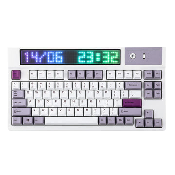 EPOMAKER Dynatab 75X 75% Keyboard – Customizable RGB Dot-Matrix Display | Purple White | Flamingo Switch | Compact Mechanical Keyboard