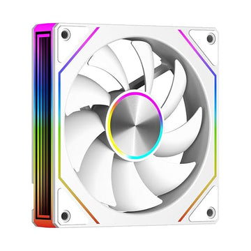 Lovingcool QJ Infinity Mirror 120mm ARGB Case Fan – White, 4-Pin PWM, Hydraulic Bearing, Silent Cooling, Up to 1800RPM