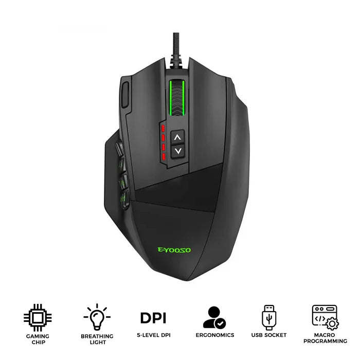 E‑YOOSO X‑39 Wired RGB Gaming Mouse – 16,400 DPI, 19 Programmable Buttons, Ergonomic Design