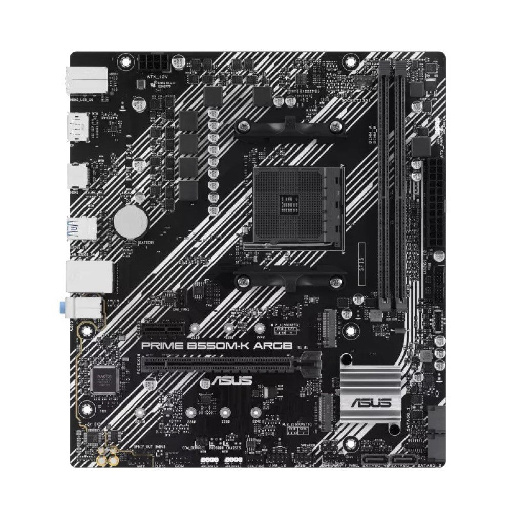 ASUS Prime B550M-K ARGB Motherboard New – AMD AM4, DDR4, 2 RAM Slots, Micro-ATX, RGB Header