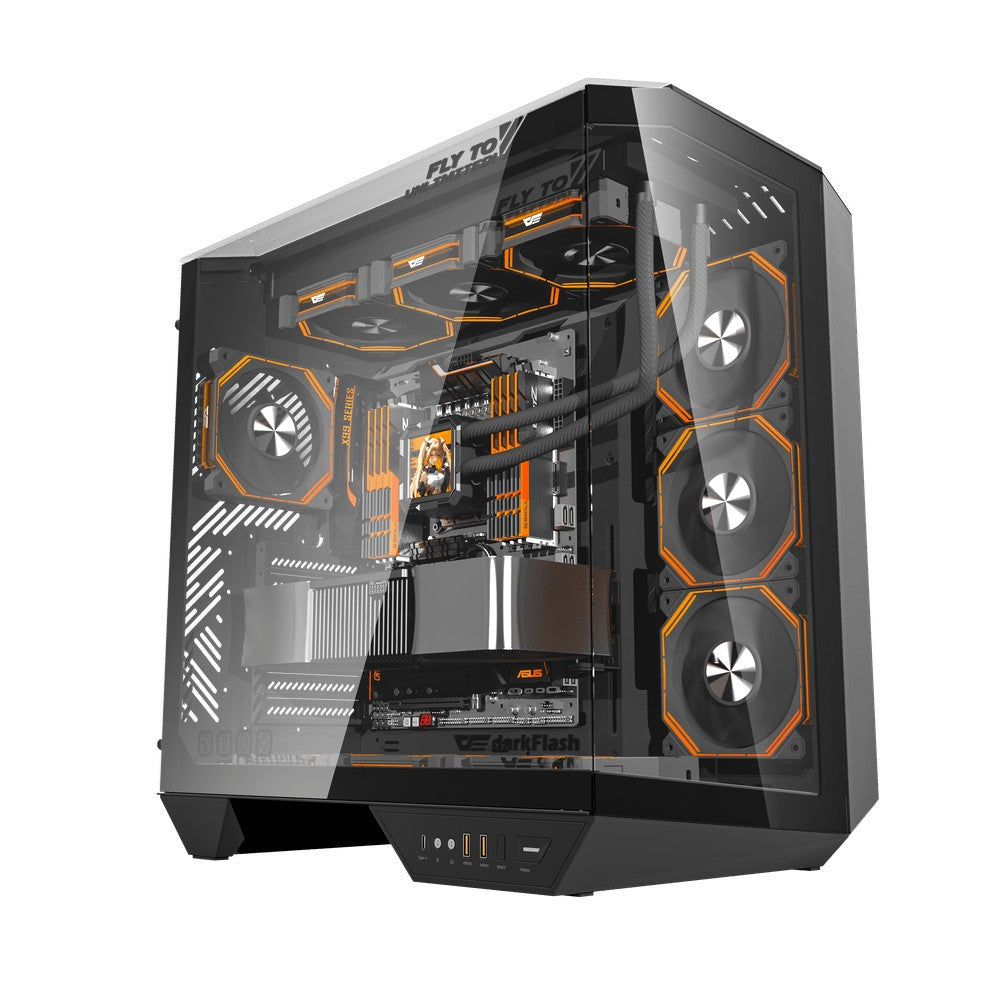 Darkflash DY470 Black Gaming Case Price in Pakistan | Premium ATX Mid-Tower Tempered Glass PC Case | Daddu Charger Gaming Store