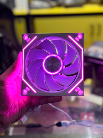 Lovingcool QJ Infinity Mirror 120mm ARGB Case Fan – White, Reverse Blade, 4-Pin PWM, Hydraulic Bearing, 1800RPM Silent Cooling