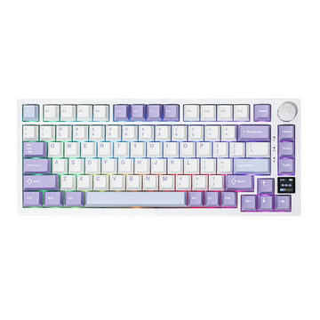 Ajazz AK820 Pro Wireless TFT Screen Mechanical Keyboard – 75% Layout, Multi-Mode Connectivity, RGB, Purple White