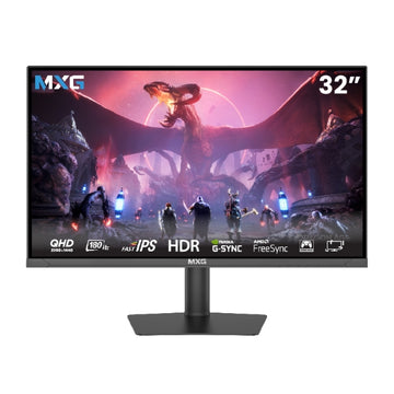 MXG G32IQ-18 32″ 2K 180Hz 1ms IPS Gaming Monitor | HDR, G-Sync + FreeSync, HDMI 2.0×2, DP 1.4, USB, Hydraulic Height Adjustable Stand