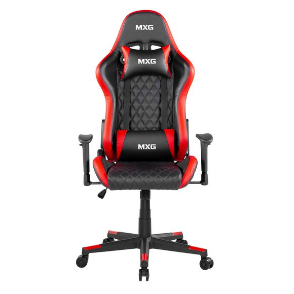 MXG GCH-01 Large Diamond Quilted PU Leather Gaming Chair Red | Adjustable Headrest & Lumbar Support | Ergonomic Recliner for PC & Console Gaming