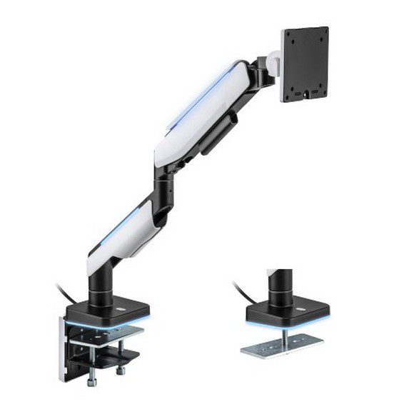 MXG HMA-12R Heavy Duty RGB Gaming Monitor Arm Matte White – Premium Gas Spring RGB Mount | Best Price in Pakistan | Daddu Charger Gaming Store