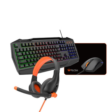 Meetion C490 4-in-1 Wired Rainbow Gaming Combo – Keyboard, Mouse, Headset & Mouse Pad for PC Gamers