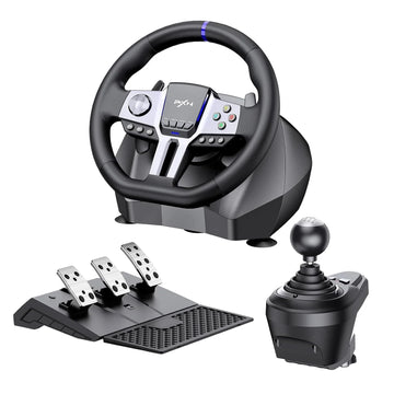 PXN V9 Gen 2 Steering Wheel – 270°/900° Racing Wheel with 3 Pedals & 6+1 Shifter, RGB Dashboard, Dual Motor Vibration, PC/Xbox/PS4