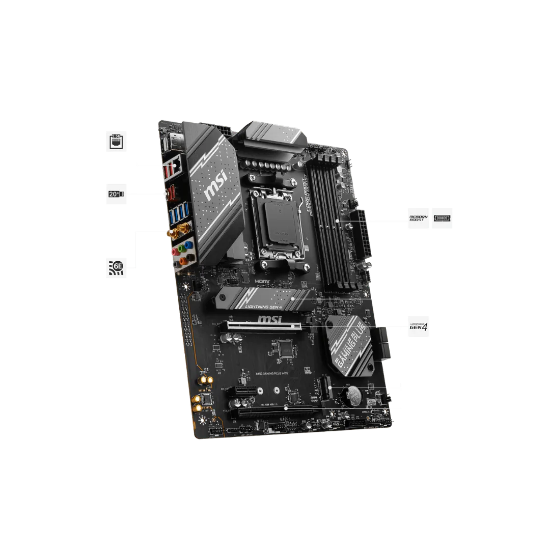 MSI B650 GAMING PLUS WIFI Motherboard – AM5, DDR5, PCIe 4.0, Wi-Fi 6E, ATX | Ryzen 7000 Series Gaming Ready