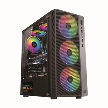 AA Tiger Fury Gaming Case – 3 Pre-Installed RGB Fans, Micro-ATX / ATX Compatible, Stylish Black Chassis