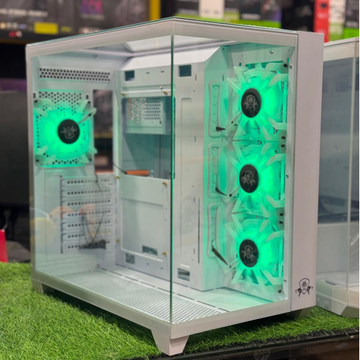 AA Tiger Crystal Full-Size Gaming Case – 3-Side Tempered Glass, 4 ARGB Fans, ARGB Light Bar