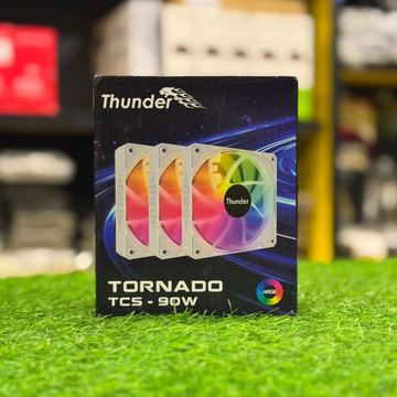 Thunder Tornado White ARGB Fan Kit – 3-Pack with ARGB Chain Connector, PWM Control & 3-Pin ARGB Support