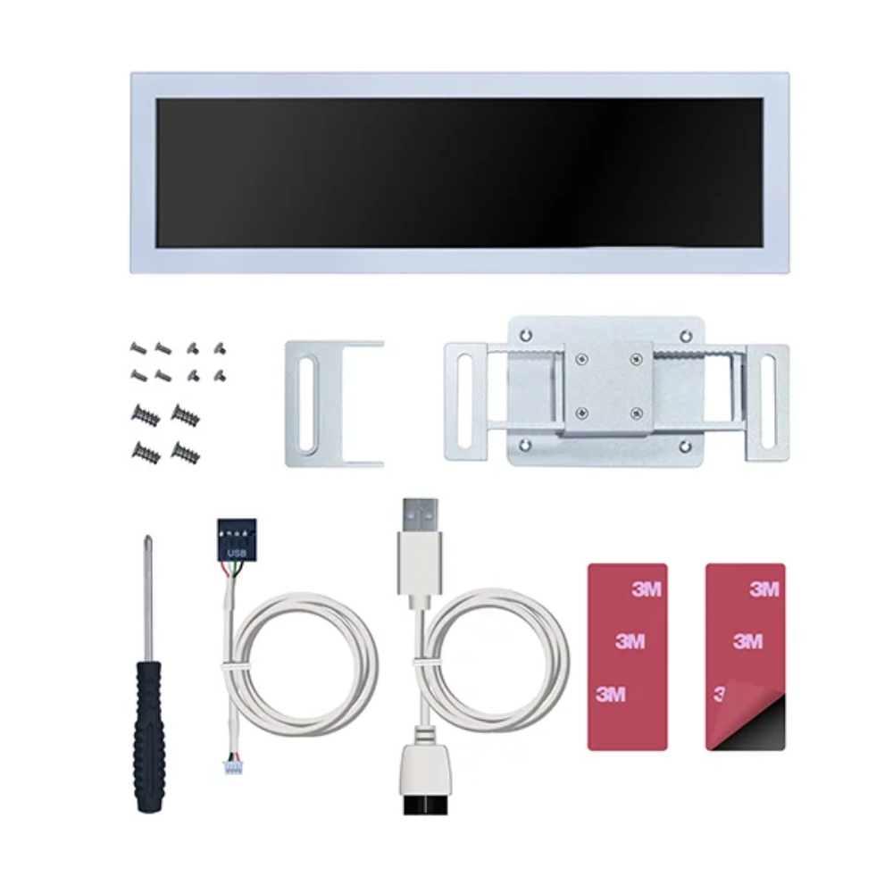 Lian Li 8.8" Universal PC Screen US88 v1 White – ARGB Frame, Temperature Display, LCD Mini Monitor, Adjustable Mounting