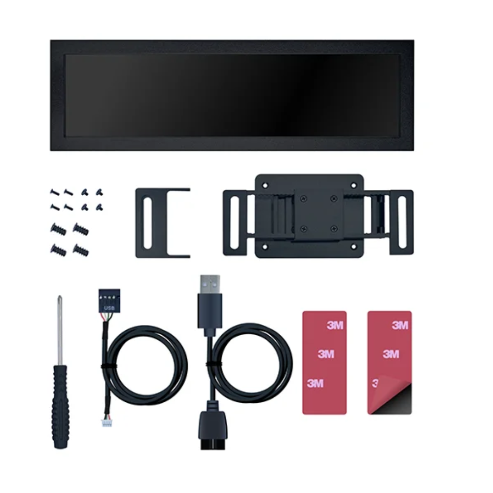 Lian Li 8.8" Universal PC Screen US88 v1 Black – ARGB Frame, Temperature Display, LCD Mini Monitor, Adjustable Mounting