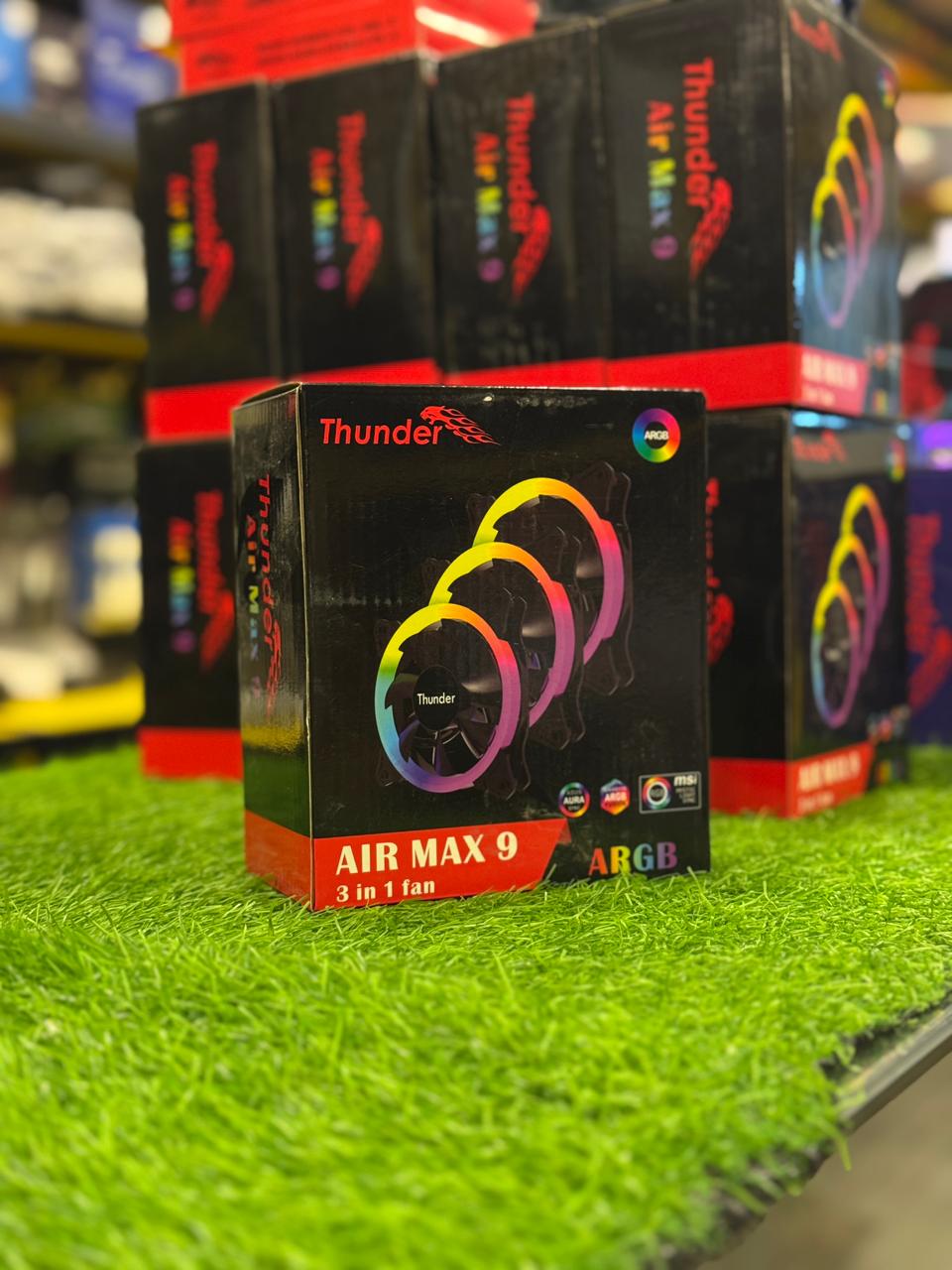 Thunder Air Max 9-Ring ARGB Fans with 10-Fan 6-Pin ARGB Controller – High Airflow Infinity Cooling Kit