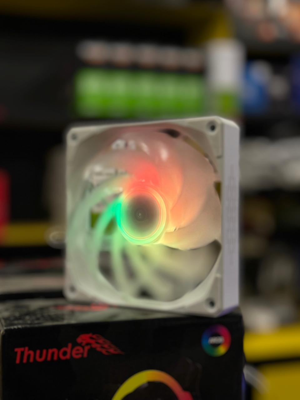 Thunder Tornado White ARGB Fan Kit – 3-Pack with ARGB Chain Connector, PWM Control & 3-Pin ARGB Support