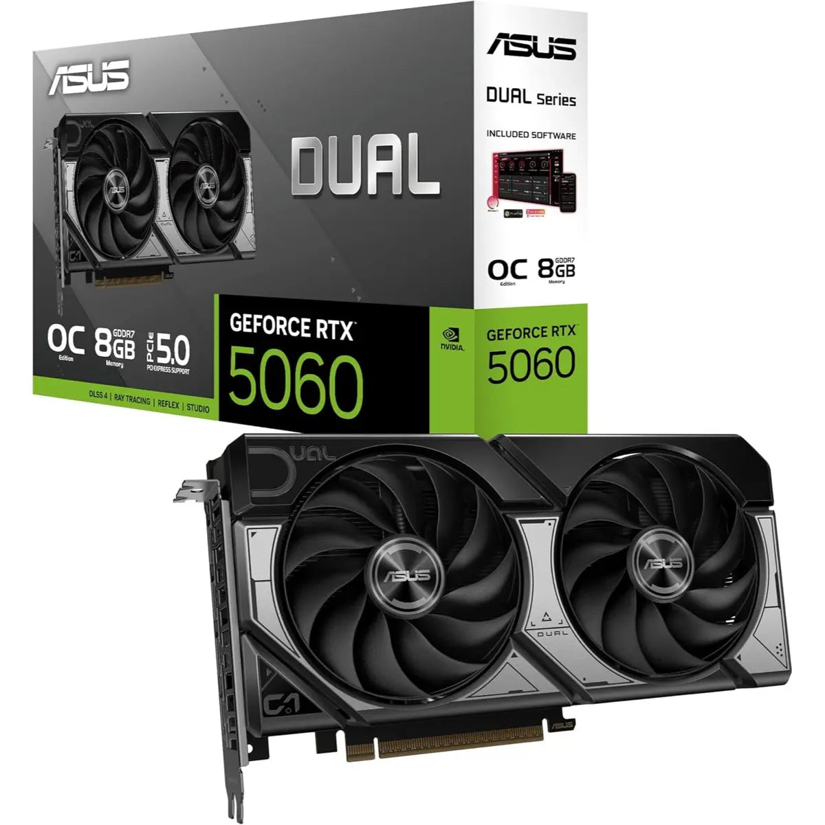 Asus Dual GeForce RTX 5060 OC Edition 8GB GDDR7 Graphics Card | DLSS 3.5 | Ray Tracing | Dual Fan Axial-Tech Cooling | PCIe 4.0 GPU
