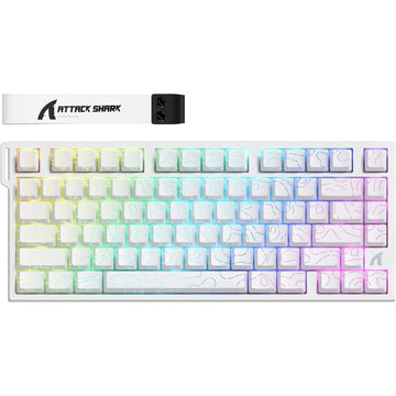 Attack Shark R82 HE Rapid Trigger Wired Mechanical Gaming Keyboard – TKL, Hall Effect Magnetic Switches, 8K Polling, 0.005mm RT Accuracy, 256K Scan Rate, 5-Layer Sound Dampening – White Contour