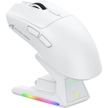Attack Shark X1 Wireless Gaming Mouse White – PAW3395 PRO, 40K DPI, 53g Ultra-Light, RGB Charging Dock, Tri-Mode