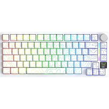 Attack Shark X820 Ultra Wireless Mechanical Keyboard White Contours – 75% Hot-Swappable, TFT Smart Display, Knob, Tri-Mode BT/2.4G/Wired, RGB, PBT Keycaps