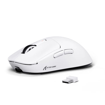Attack Shark V5 Wireless Gaming Mouse White – 42000 DPI, PAW3950 MAX Sensor, 55g Ultra-Lightweight, Tri-Mode (2.4G/BT/Wired)