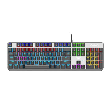 AULA F2066-II Mechanical Gaming Keyboard – 104 Full Keys RGB Wired Keyboard with Blue Switches (Black)