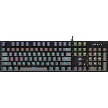 AULA S2022 Pro Mechanical Gaming Keyboard – 104-Key Full Size, Red Mechanical Switches, RGB Backlight, 26-Key Anti-Ghosting