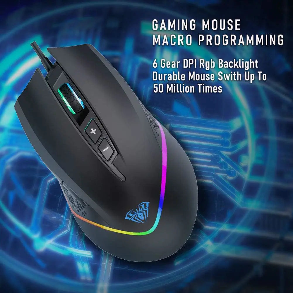 Aula Wind F805 Gaming Mouse – RGB Lighting | 6400 DPI | Programmable Buttons