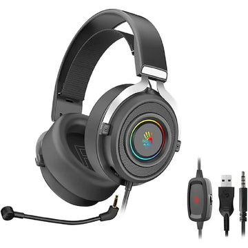 Bloody G535P RGB Gaming Headset – Stereo Sound, Noise-Cancelling Mic, USB & 3.5mm – Black