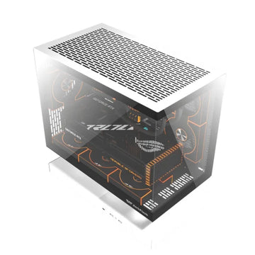 DarkFlash FLOATRON F1 Micro-ATX Gaming Case – White, 6 Pre-Installed ARGB Fans, Tempered Glass, High Airflow Mid-Tower