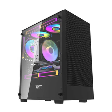 DarkFlash M305 Micro-ATX Tempered Glass Case – 3x Pre-Installed ARGB Fans | Compact Gaming PC Case