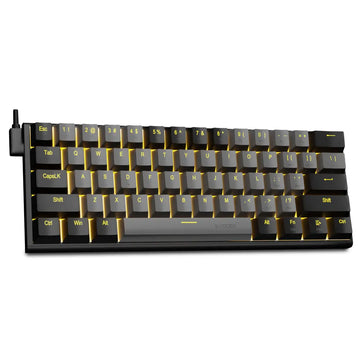 E-Yooso Z11 60% Mini Mechanical Gaming Keyboard – 61 Keys Wired USB, Detachable Cable, Blue Switch, Black/Grey