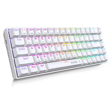 E-Yooso Z686 Gaming Keyboard – 68 Keys Mechanical RGB, USB Type-C Wired, Hotswappable Red Switch, Anti-Ghosting, White Edition