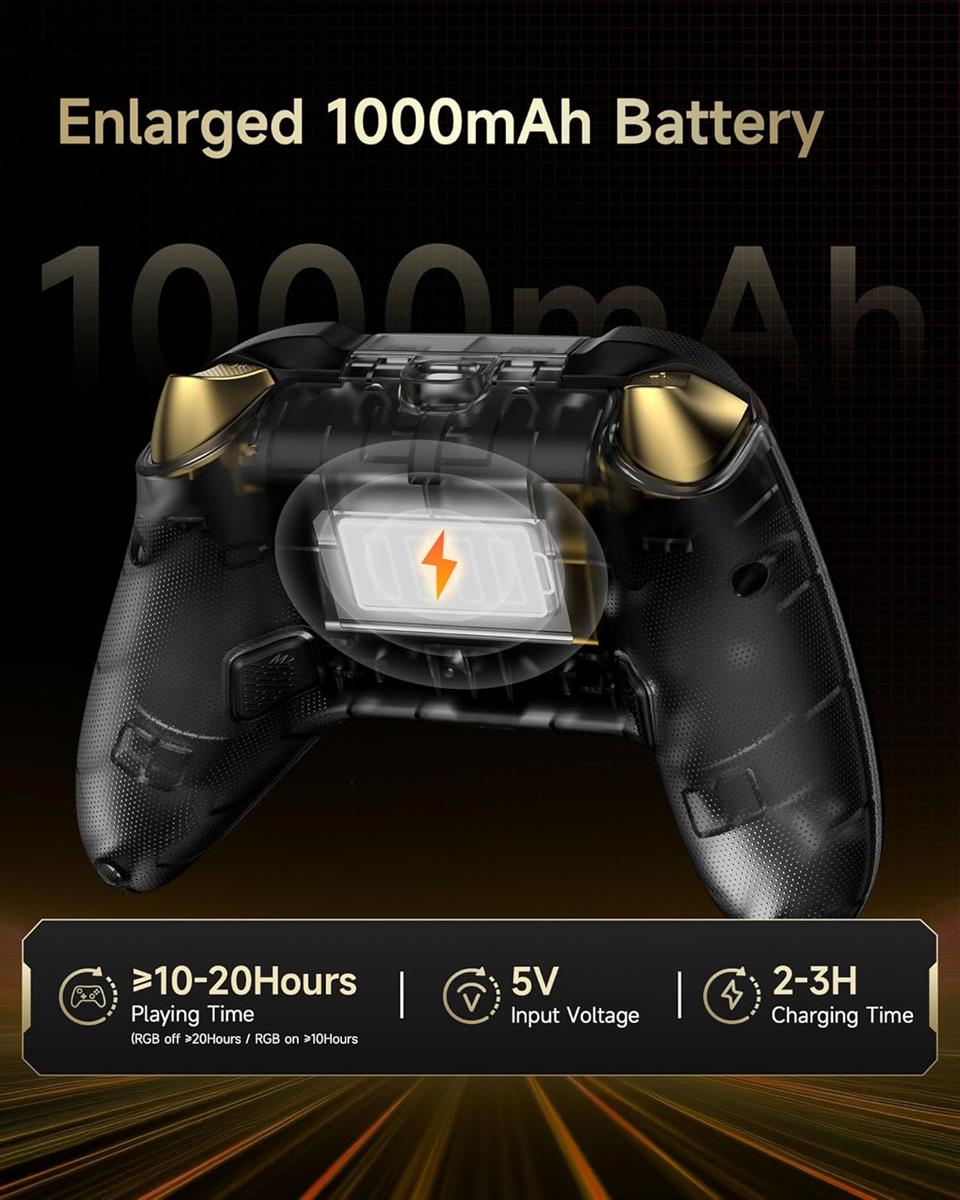 EasySMX D05 Gold Black Edition – Wireless Gaming Controller, Ergonomic & Multi-Platform Compatible