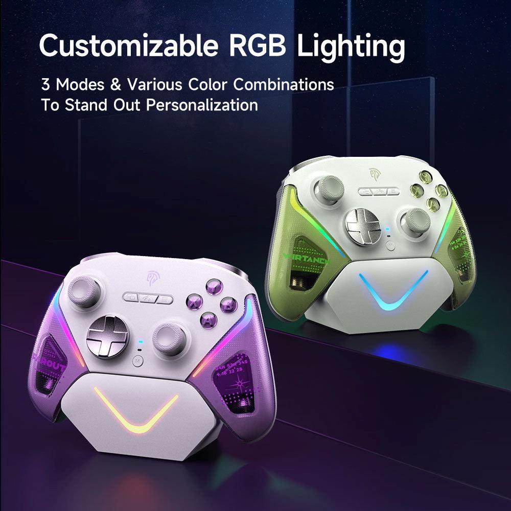 EasySMX D10 Purple Wireless Gaming Controller  | TMR Anti-Drift Joysticks, Dual Triggers & Smart Charging Dock